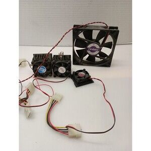 Mixed 12v Fan Lot Of 4 Different Size Computer, Machines, Vantec, Orion